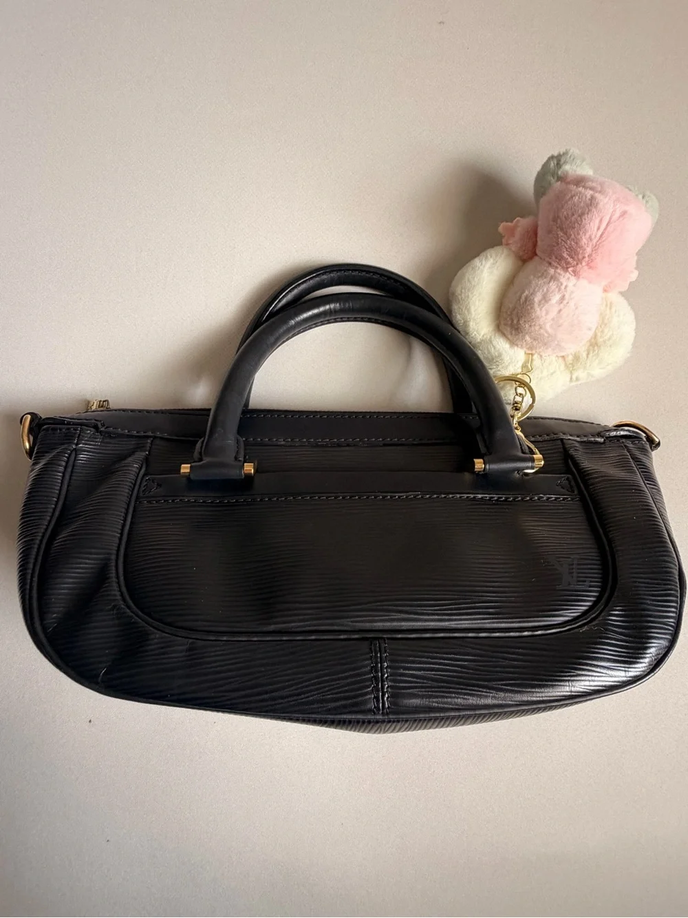 Louis Vuitton Black Epi Leather Satchel with Top Handles